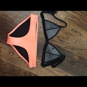 REAL triangl mesh+orange bikini